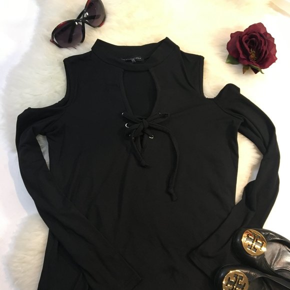 3/$25 Sexy Long Sleeve Lace Up Cold Shoulder XS